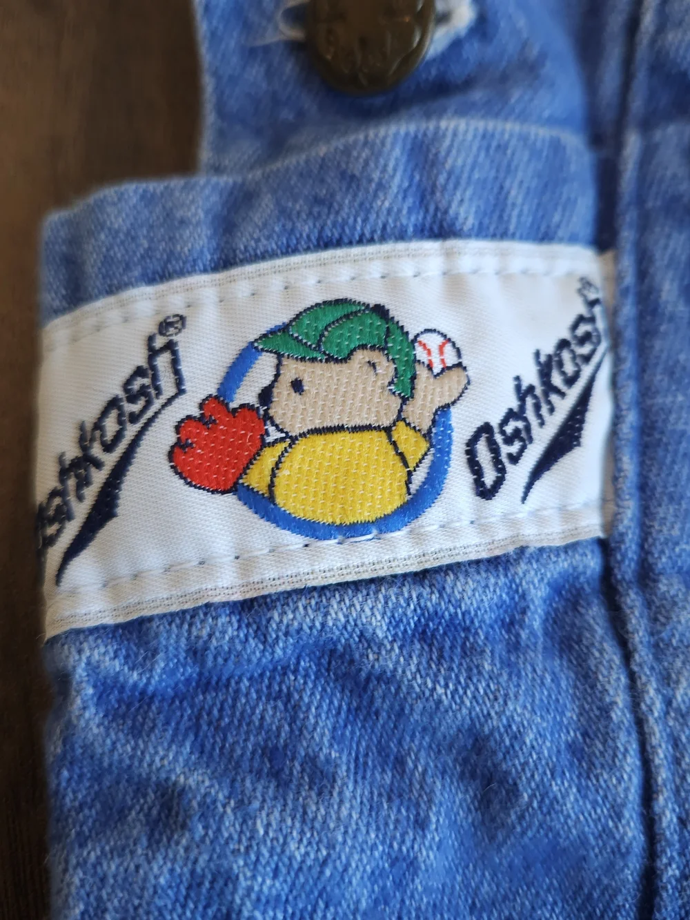 Vintage OshKosh B'Gosh Vestbak Bubble Romper Baseball Bear Overalls USA - 3-6m